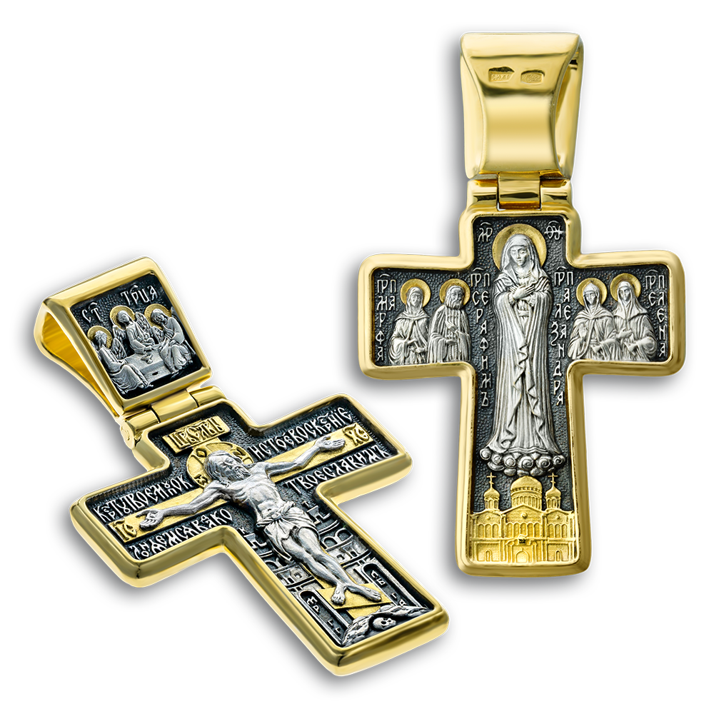 Нательный крест «Дивеевский» малый серебро/золочение