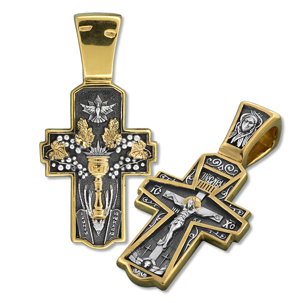 Нательный крест «Евхаристия» малый серебро/золочение