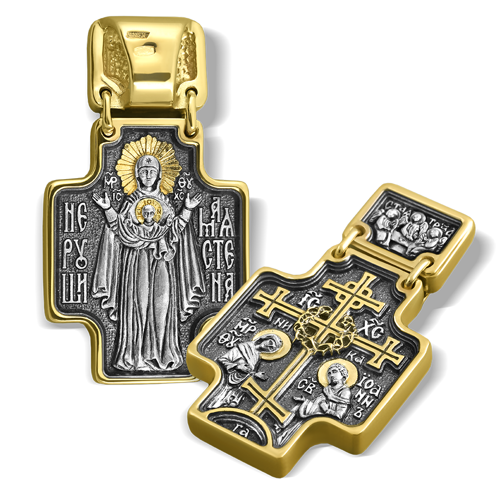 Нательный крест «Нерушимая стена» серебро/золочение