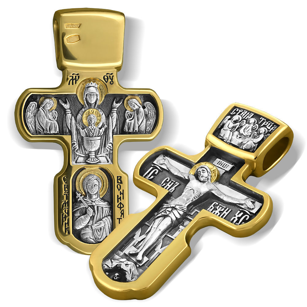 Нательный крест «Неупиваемая чаша» серебро/золочение