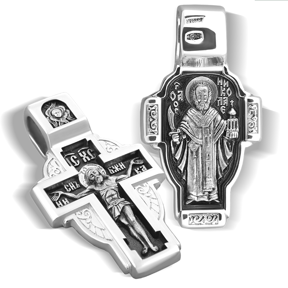 Нательный крест «Никола Можайский» КР23 серебро