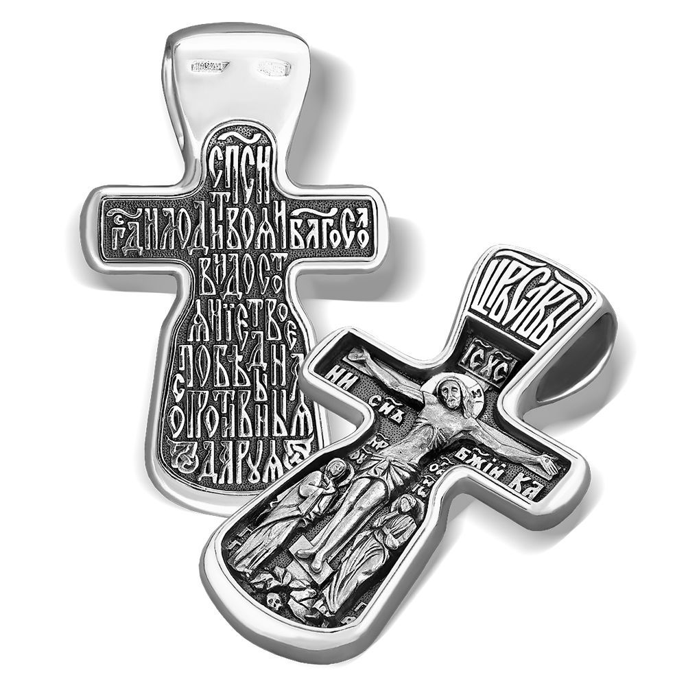 Нательный крест «С предстоящими» КР020 серебро