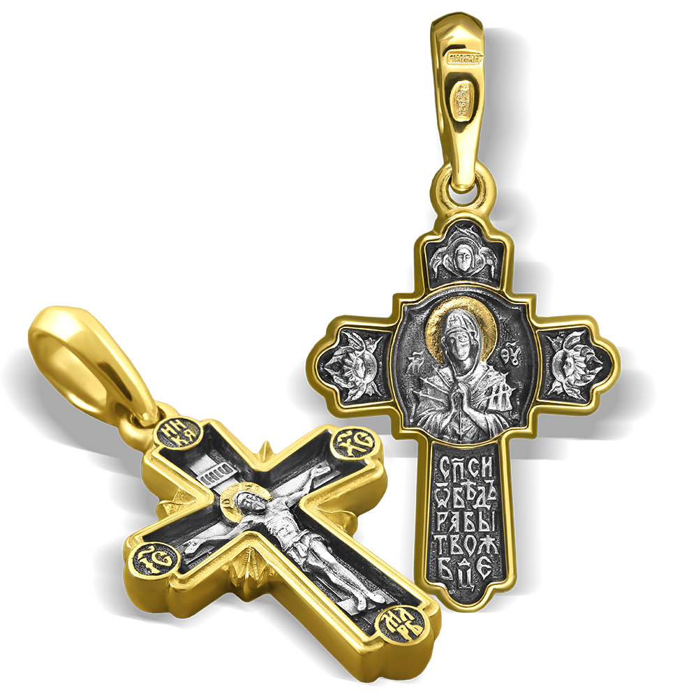 Нательный крест «Семистрельная» серебро/золочение