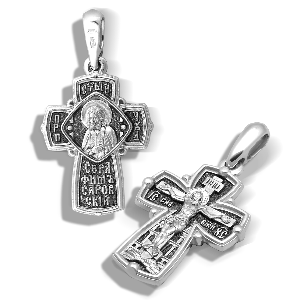 Нательный крест «Серафим Саровский» серебро