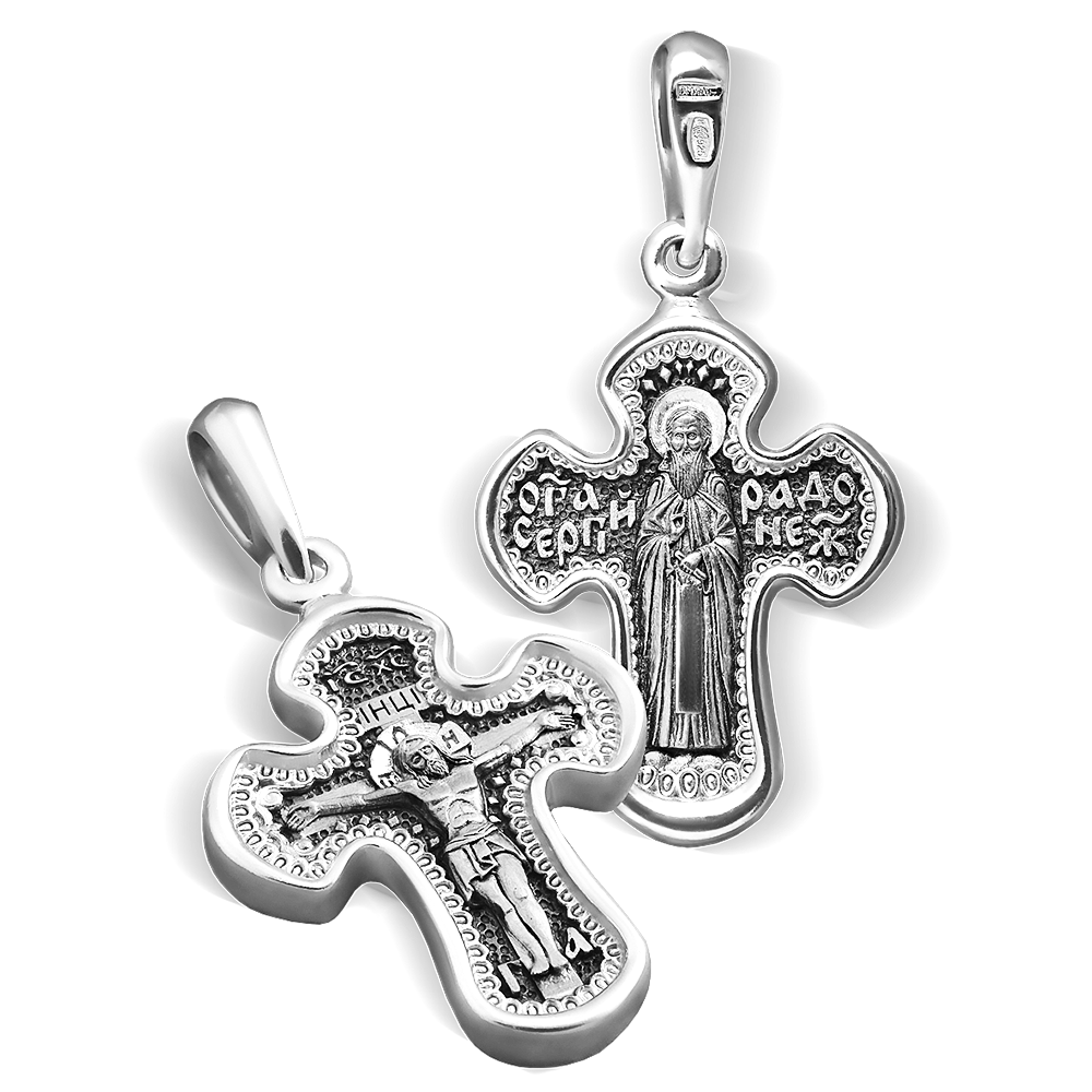 Нательный крест «Сергий Радонежский» КР 037 серебро