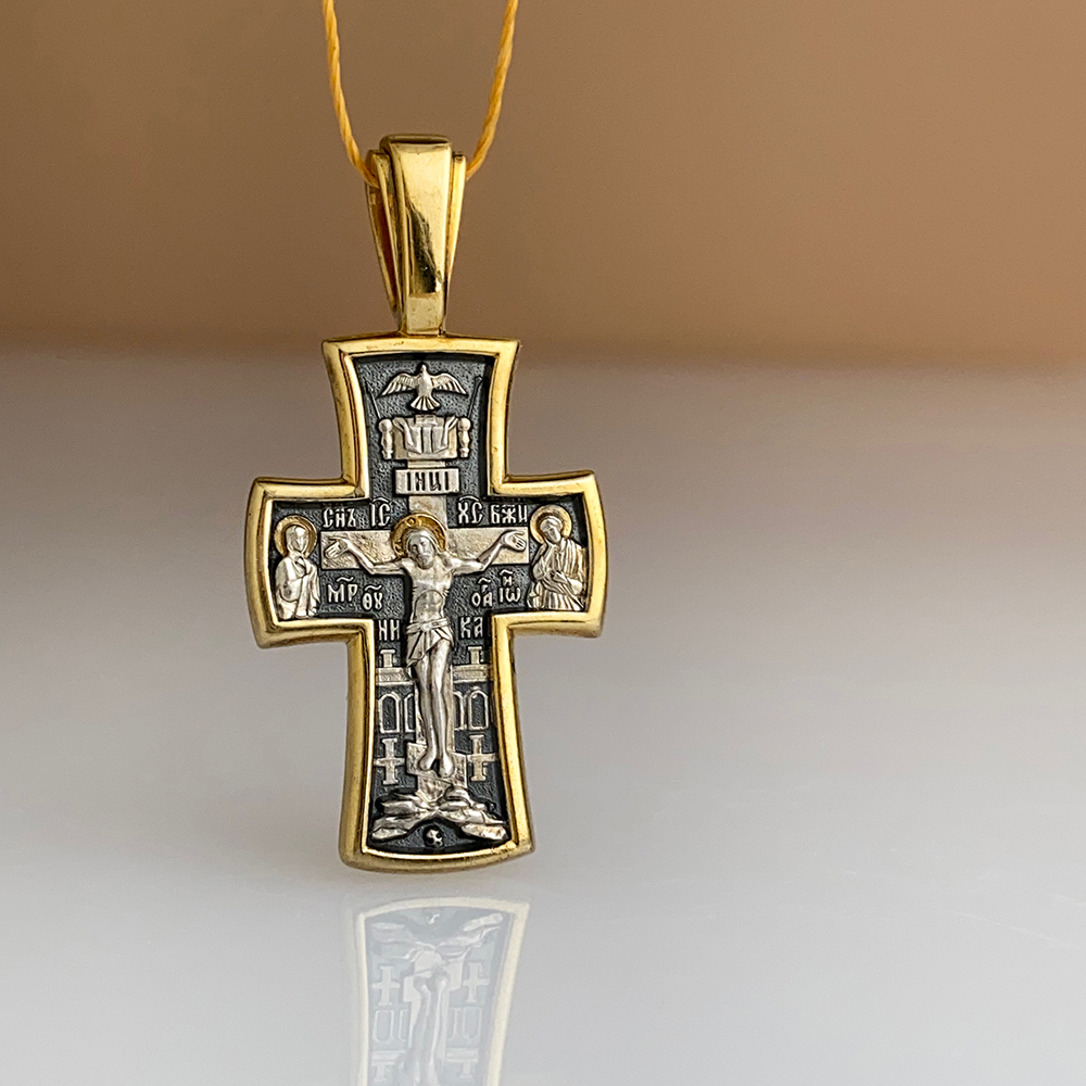 Нательный крест «Св. Спиридон Тримифунтский» серебро/золочение