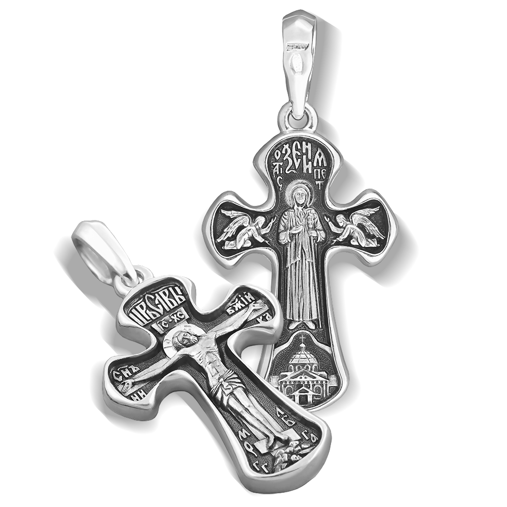 Нательный крест «Святая Ксения Петербургская» КР24 серебро