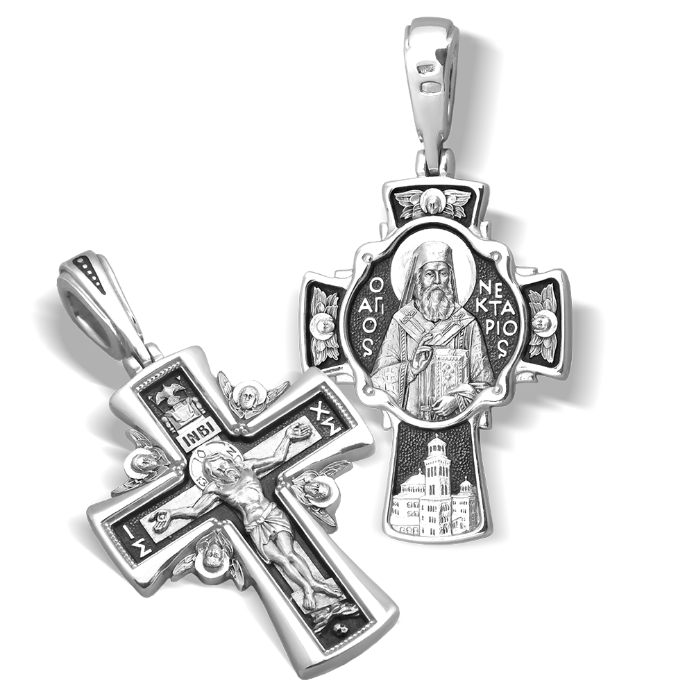 Нательный крест «Святитель Нектарий Эгинский» большой