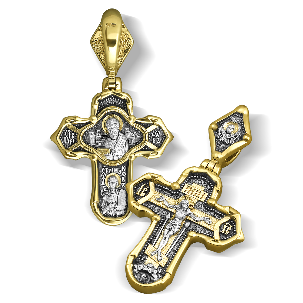 Нательный крест «Святитель Спиридон/Прав.Федор Ушаков»