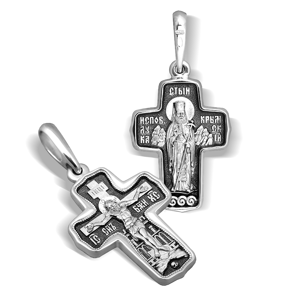 Нательный крест «Святой Лука Крымский» серебро