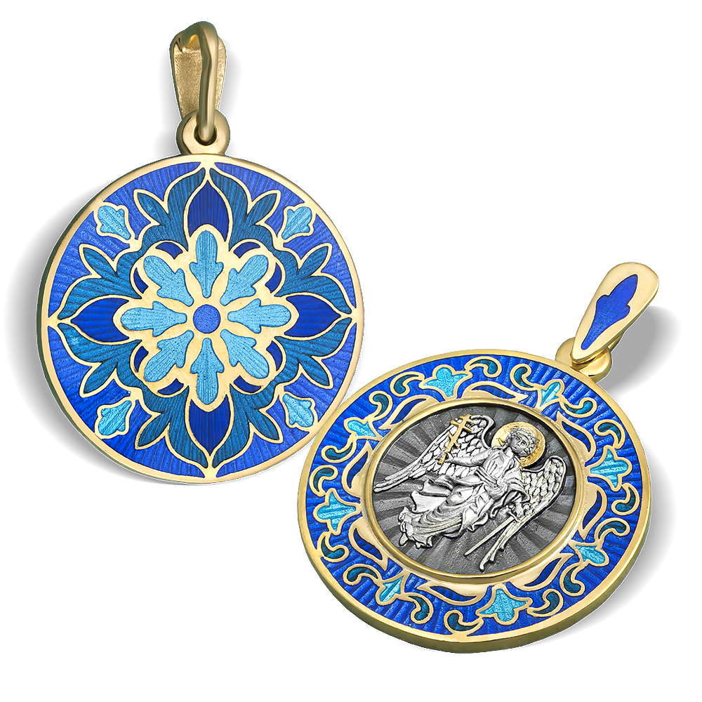 Нательная икона «Ангел Хранитель» ПЭ 01 с горячей эмалью