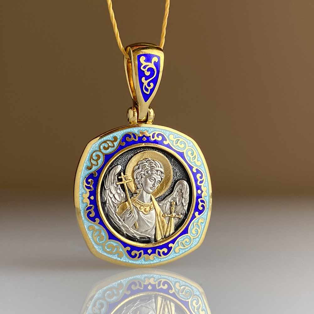 Нательная икона «Ангел Хранитель» ПЭ 06 сине-голубой