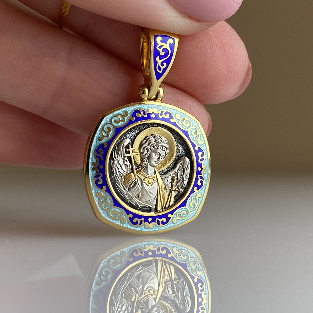 Нательная икона «Ангел Хранитель» ПЭ 06 сине-голубой