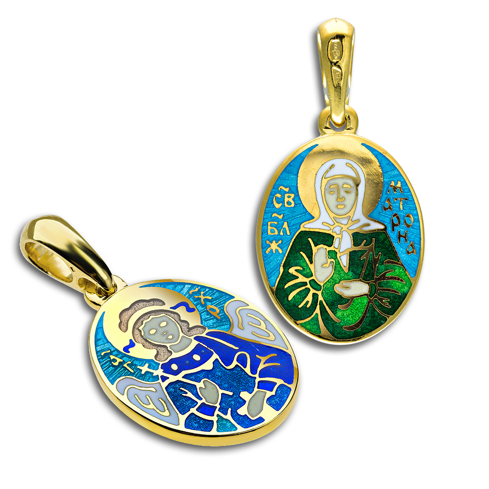 Нательная икона «Матрона Московская. Ангел Хранитель» эмаль