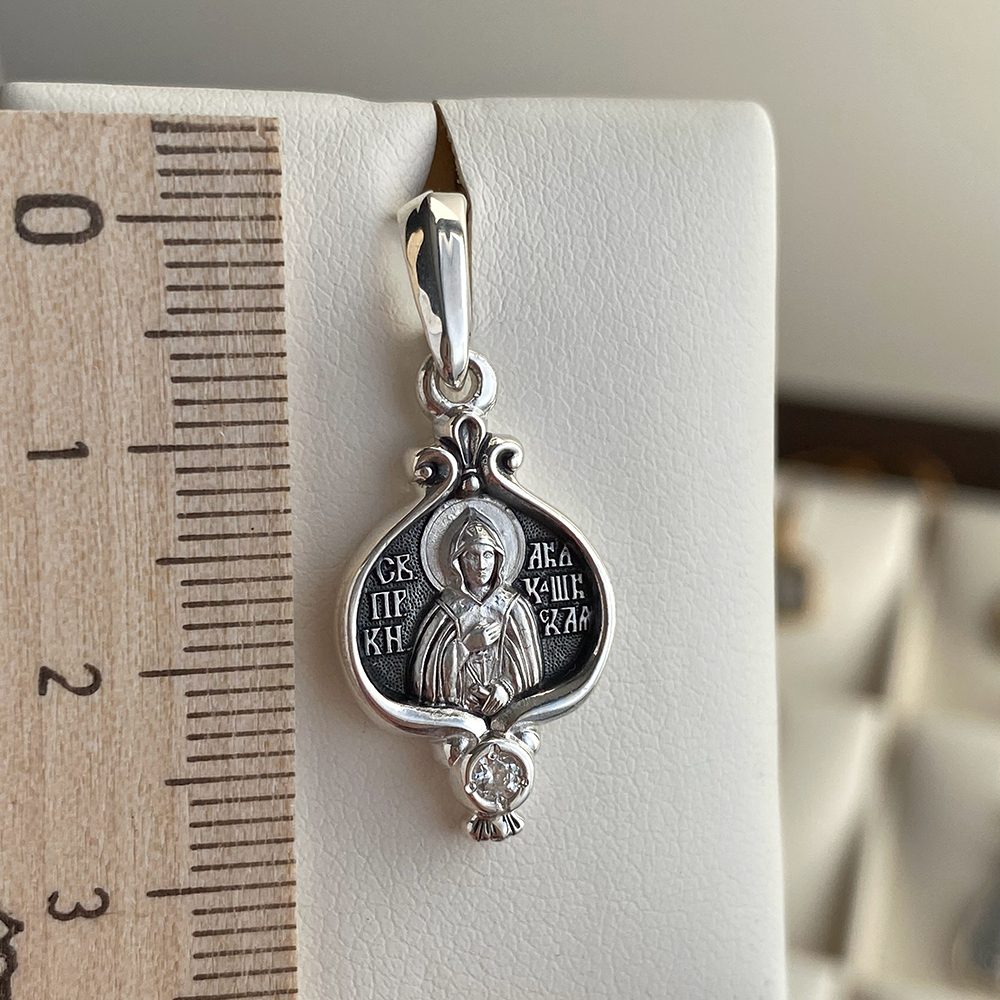 Нательная икона «святая Анна Кашинская» серебро