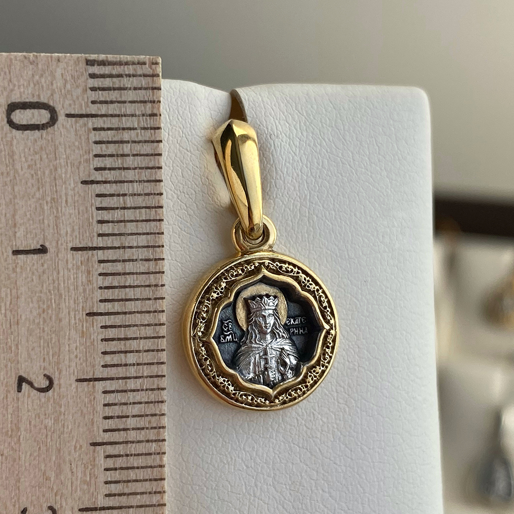 Нательная икона «святая Екатерина» серебро/золочение