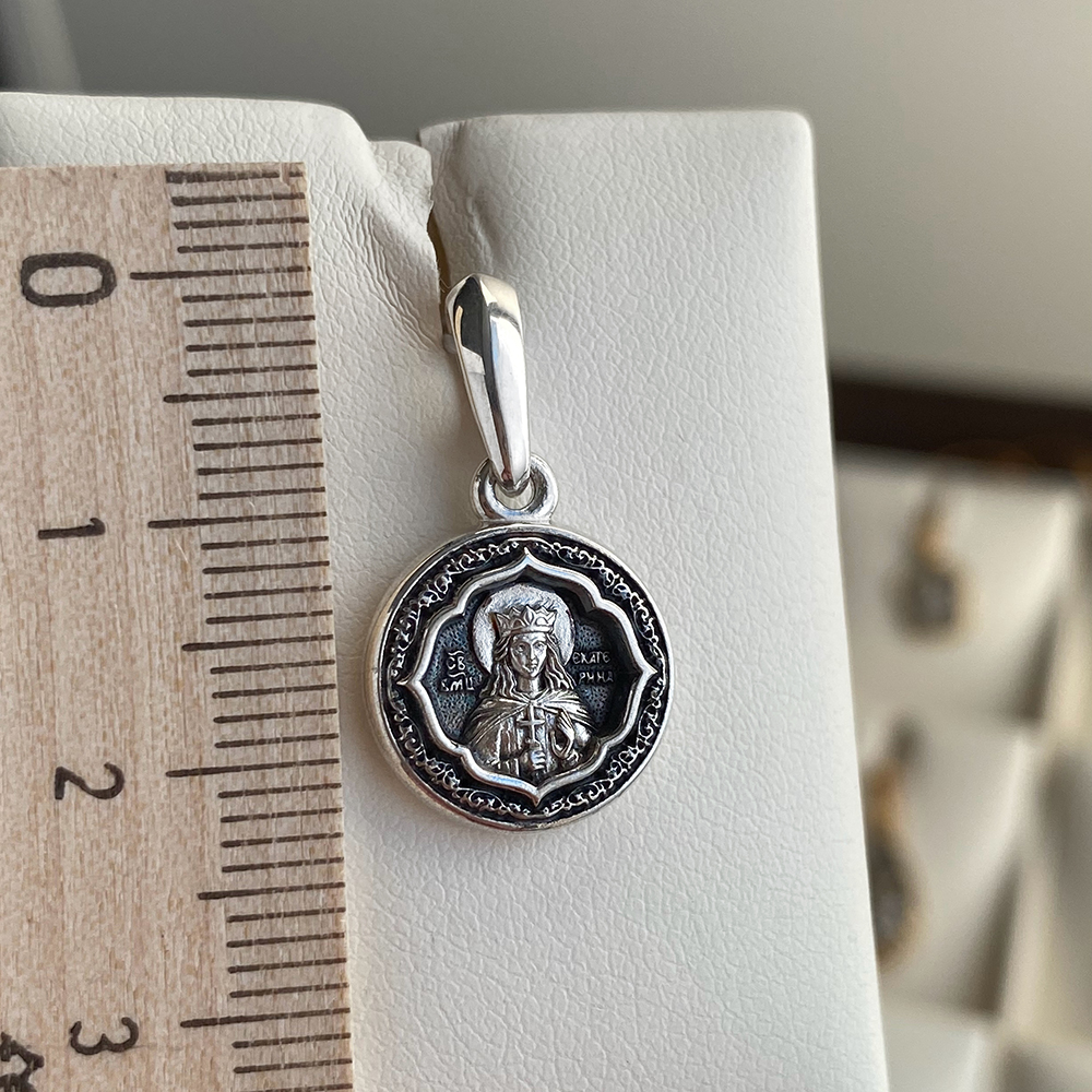 Нательная икона «святая Екатерина» серебро