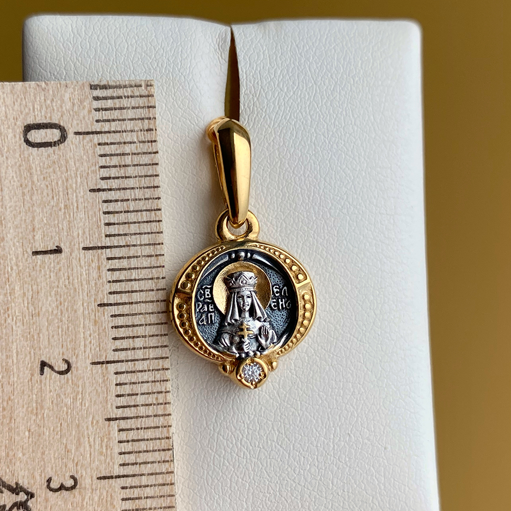 Нательная икона «святая царица Елена» cеребро/золочение