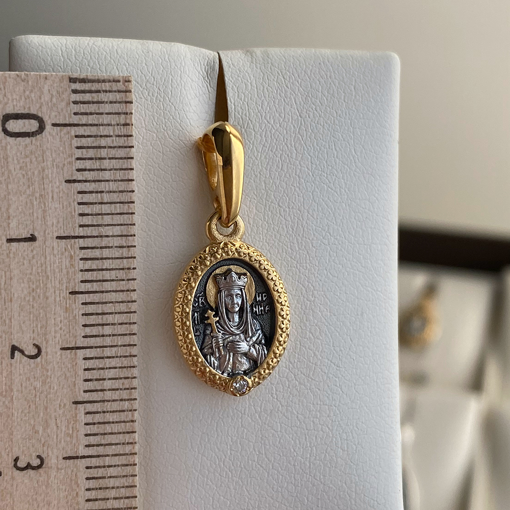 Нательная икона «святая Ирина» серебро/золочение