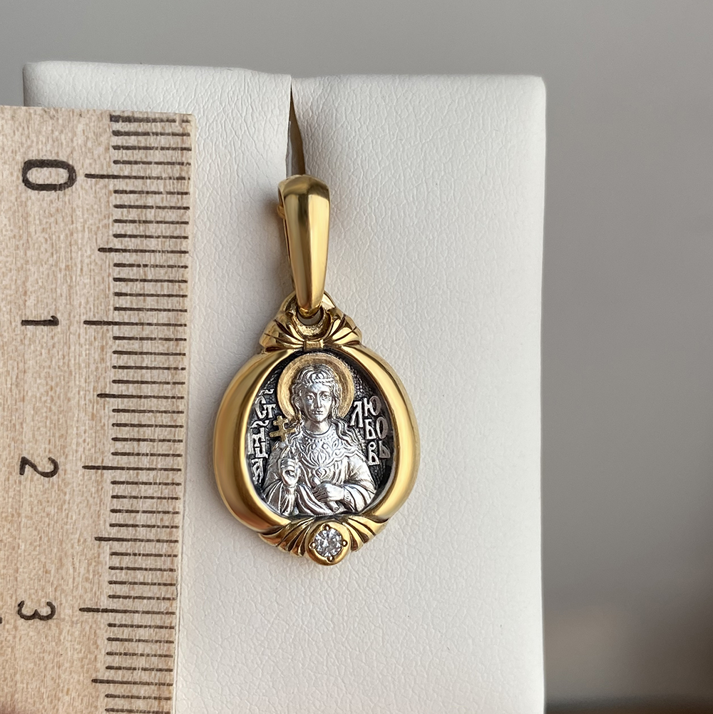 Нательная икона «святая Любовь» серебро/золочение