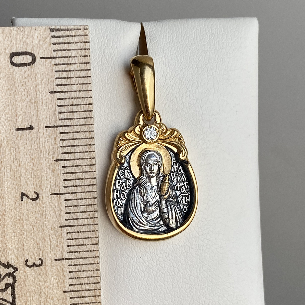 Нательная икона «святая Мария Магдалина» серебро/золочение