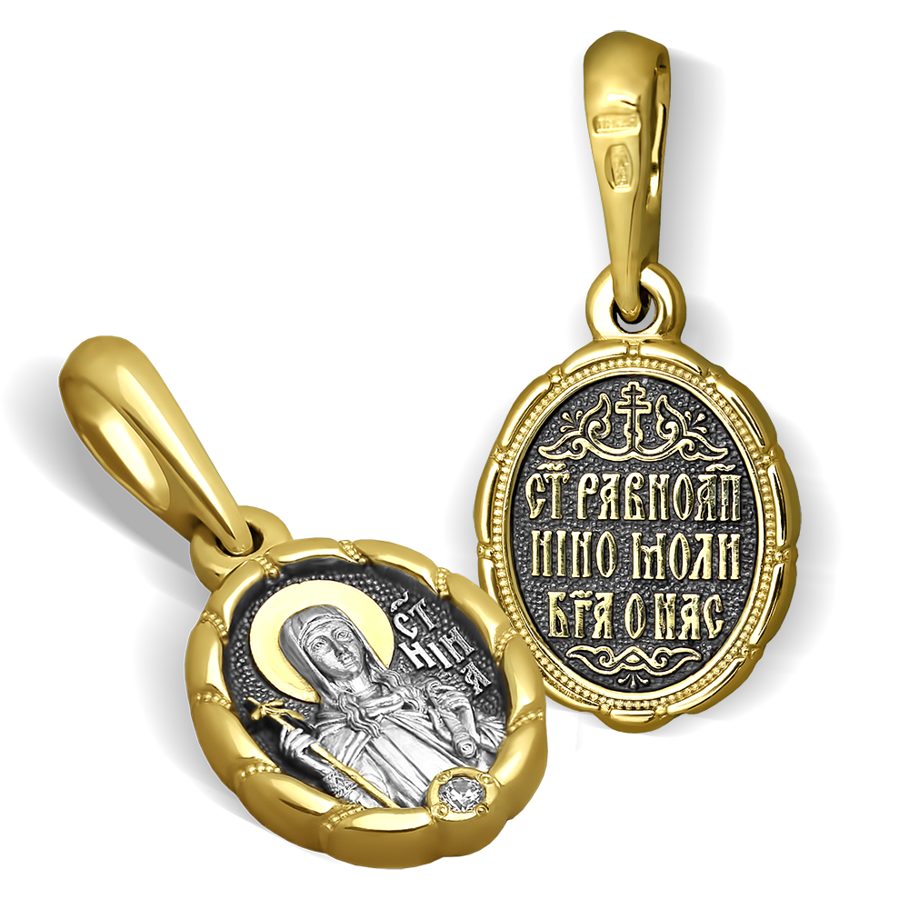 Нательная икона «святая Нина» серебро/золочение