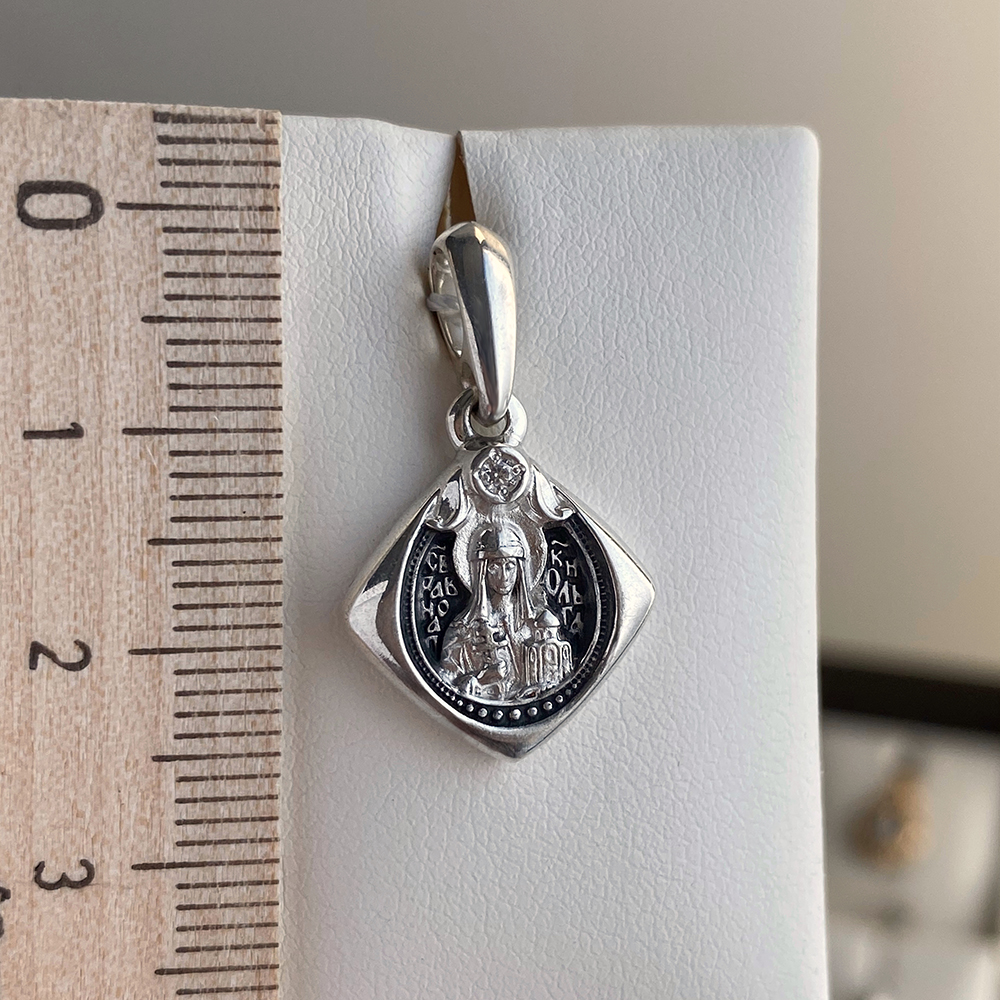 Нательная икона «святая княгиня Ольга» серебро