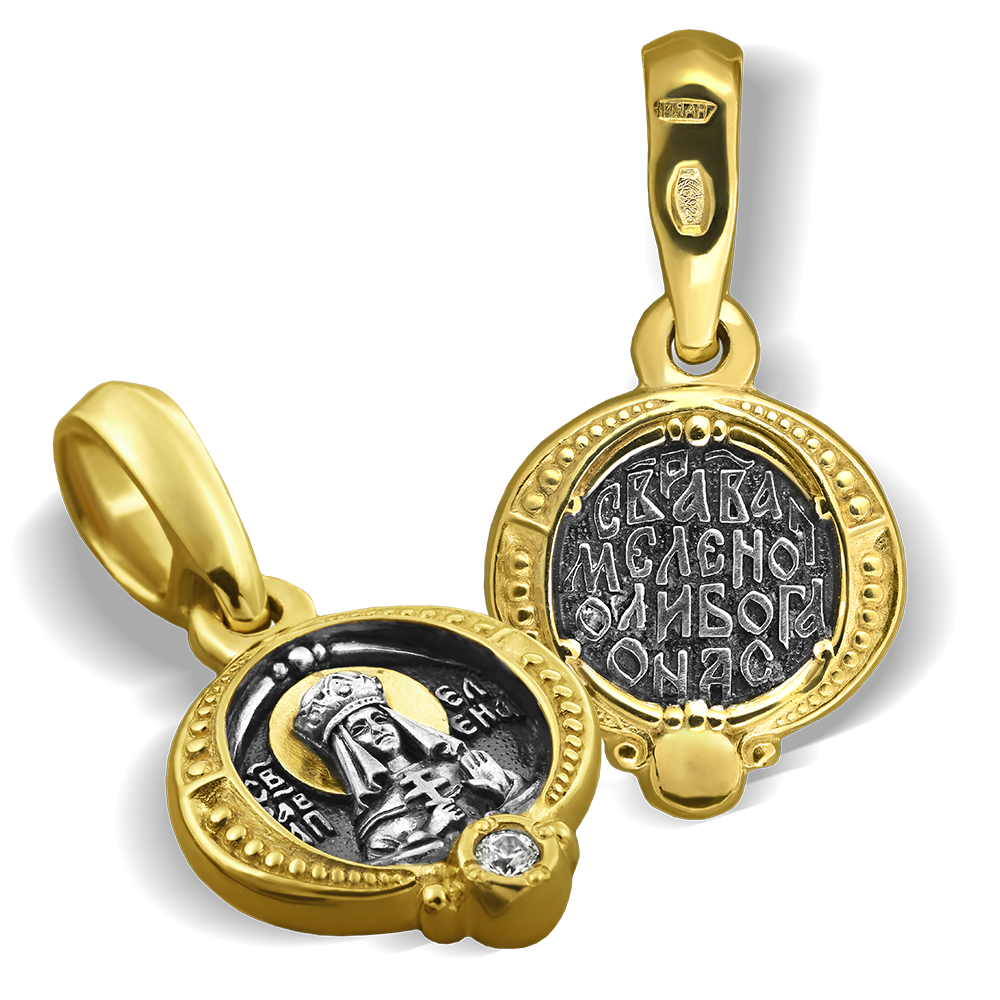 Нательная икона «святая царица Елена» cеребро/золочение