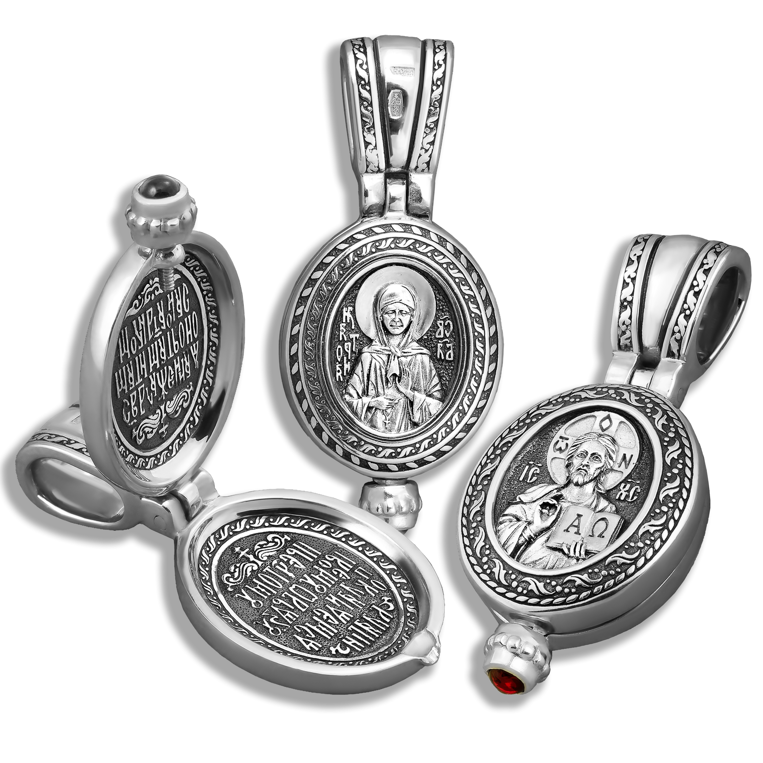 Складень-мощевик «Святая Матрона. Спаситель» серебро