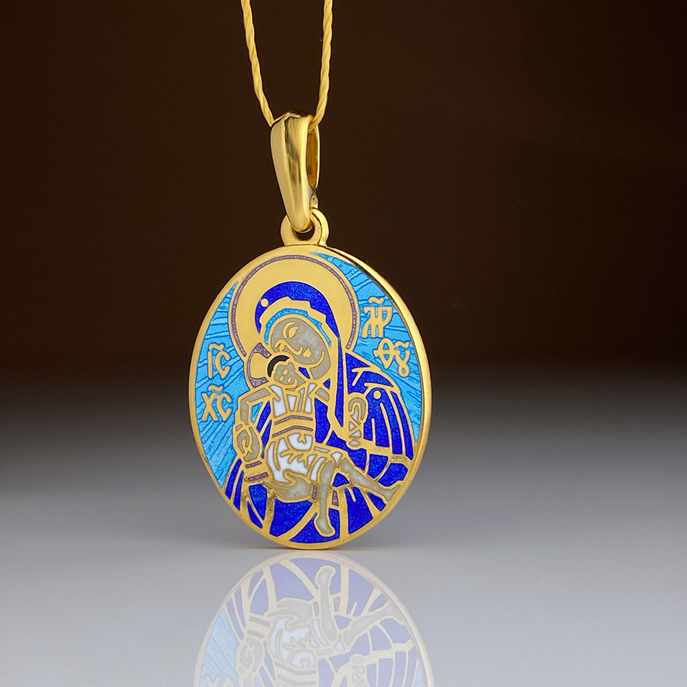 Нательная икона «Кикская Божия Матерь. Ангел Хранитель» ПДЭ05 эмаль