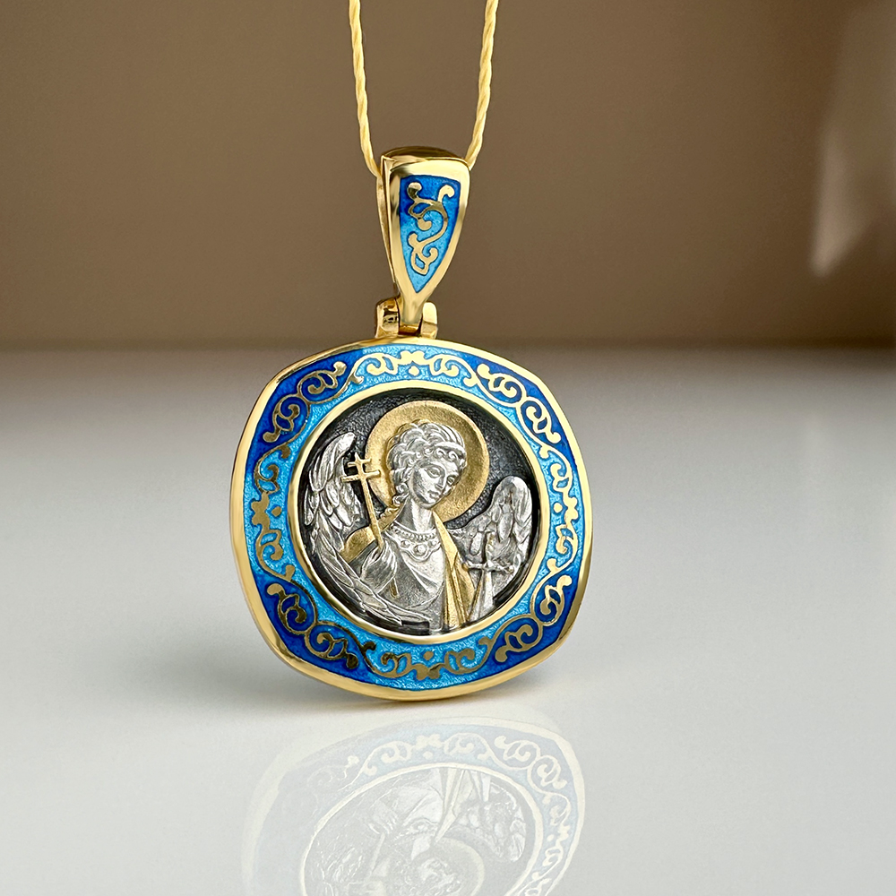 Нательная икона «Ангел Хранитель» ПЭ 06 с горячей эмалью