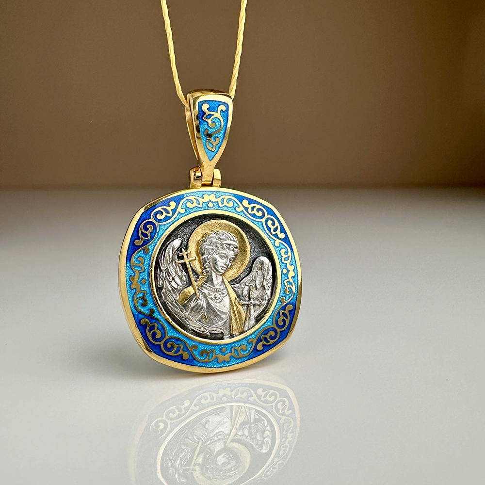 Нательная икона «Ангел Хранитель» ПЭ 06 с горячей эмалью