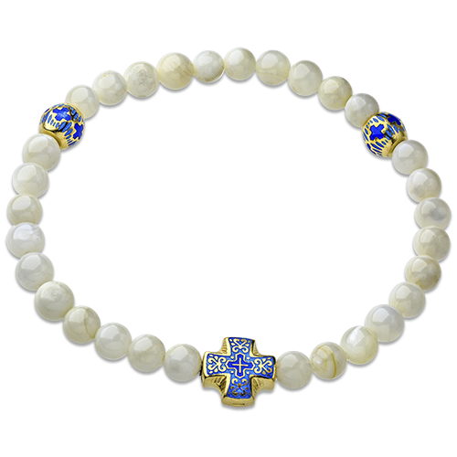 Православный браслет-чётки из перламутра с эмалью