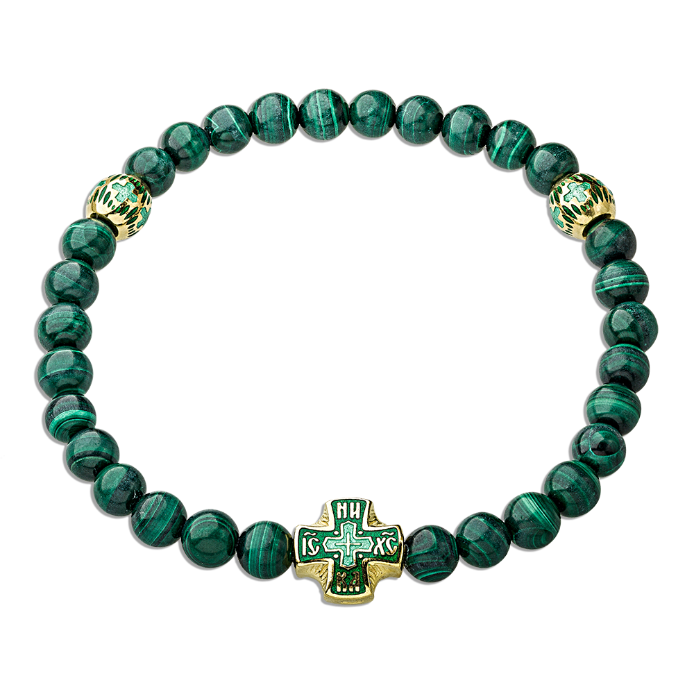 Православный браслет-чётки «Малахит» с эмалью