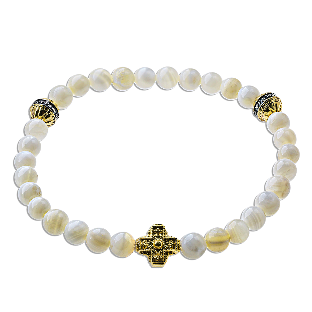 Православный браслет-чётки «Перламутр» серебро/золочение