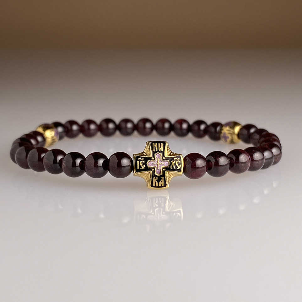 Православный браслет-чётки «Гранат» горячая эмаль