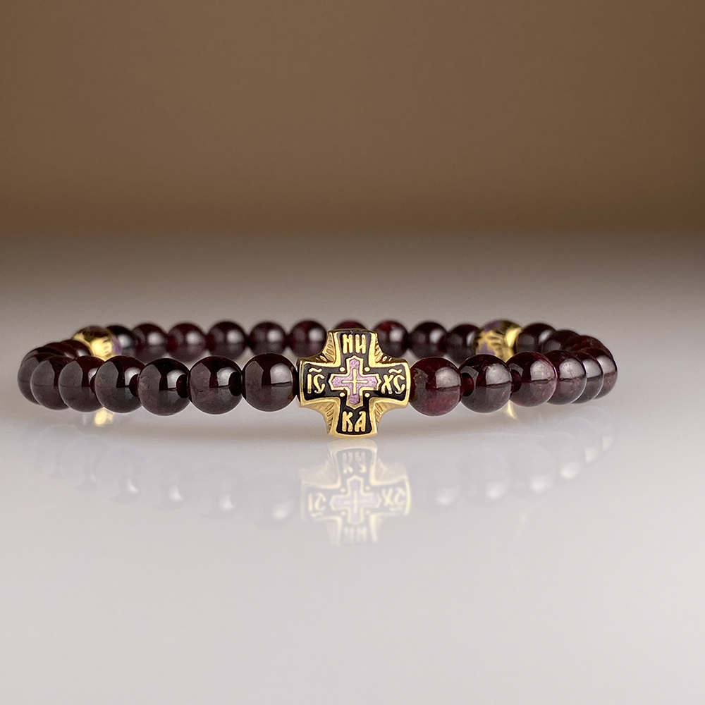 Православный браслет-чётки «Гранат» горячая эмаль