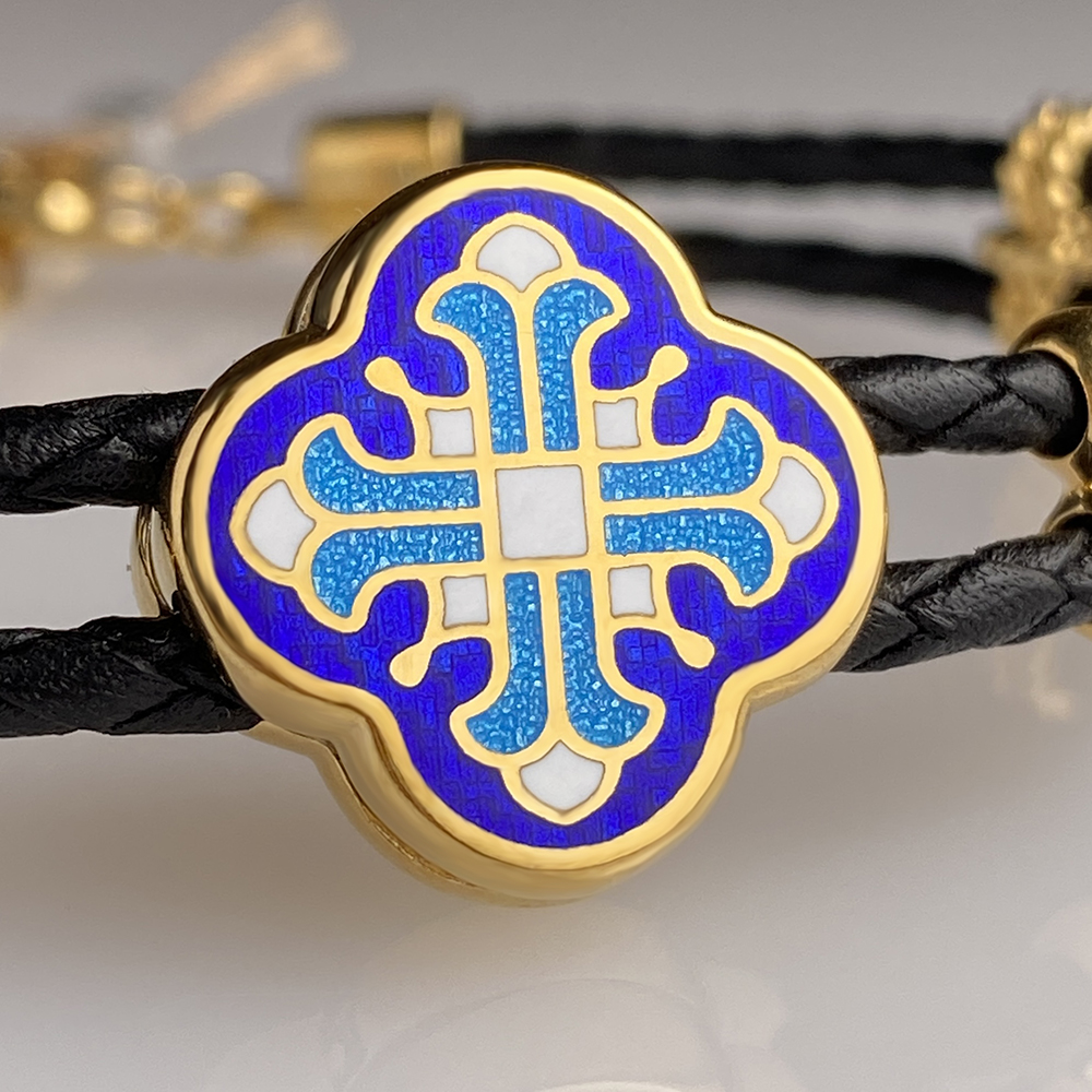 Православный браслет с горячей эмалью «Крест» Б02