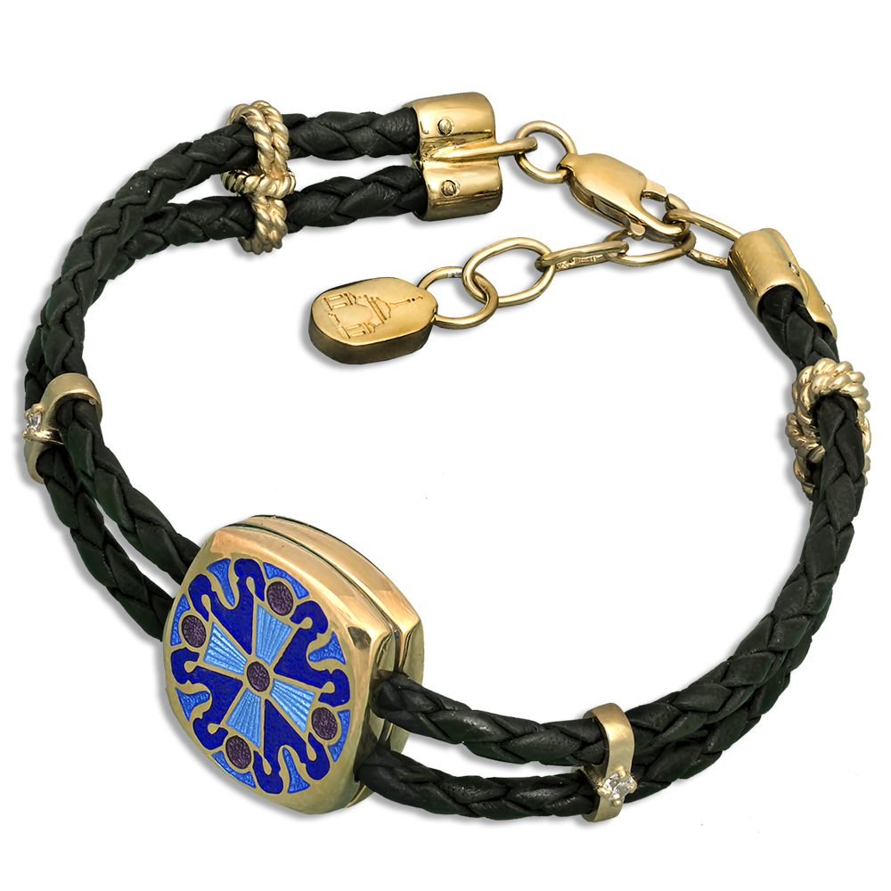 Православный браслет с горячей эмалью «Крест» Б06