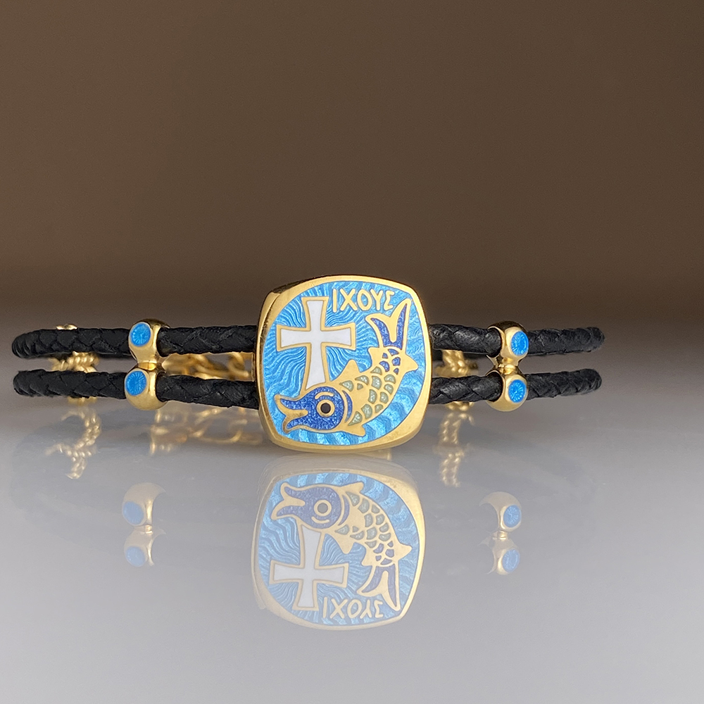 Православный браслет с горячей эмалью «Рыба» Б01