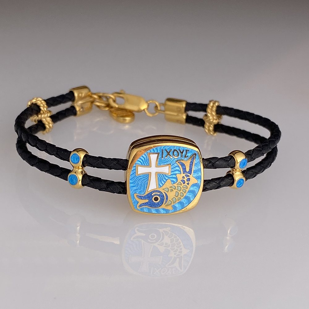 Православный браслет с горячей эмалью «Рыба» Б01