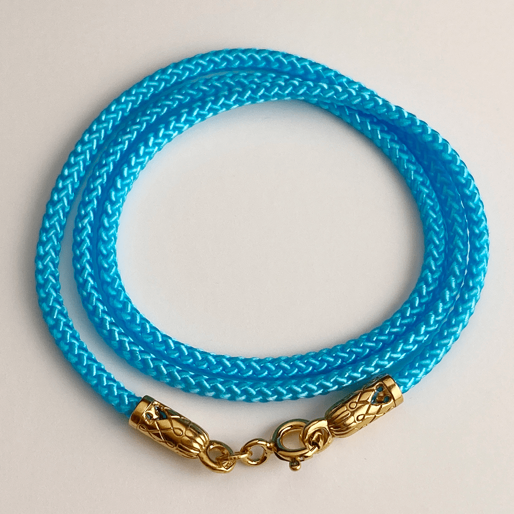 Шнурок на шею голубой серебро/позолота