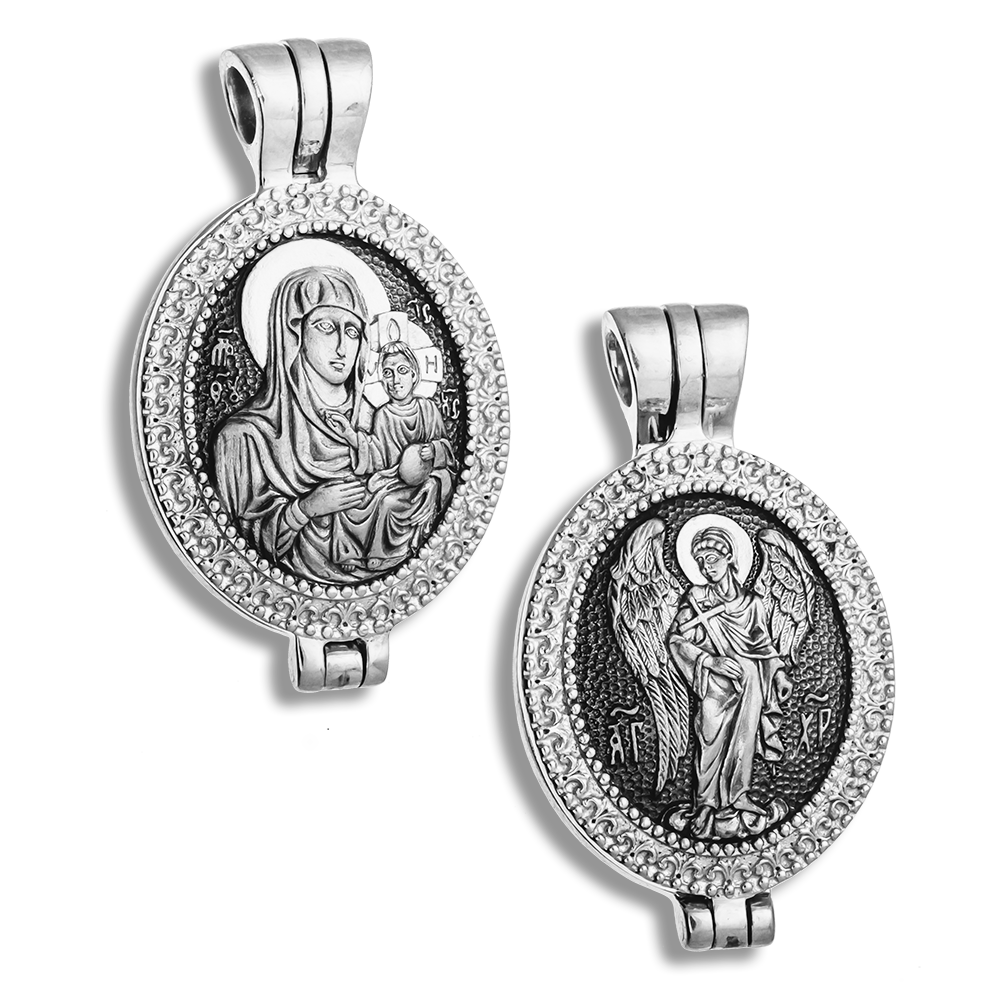 Складень «Иерусалимская Божия Матерь. Ангел» серебро