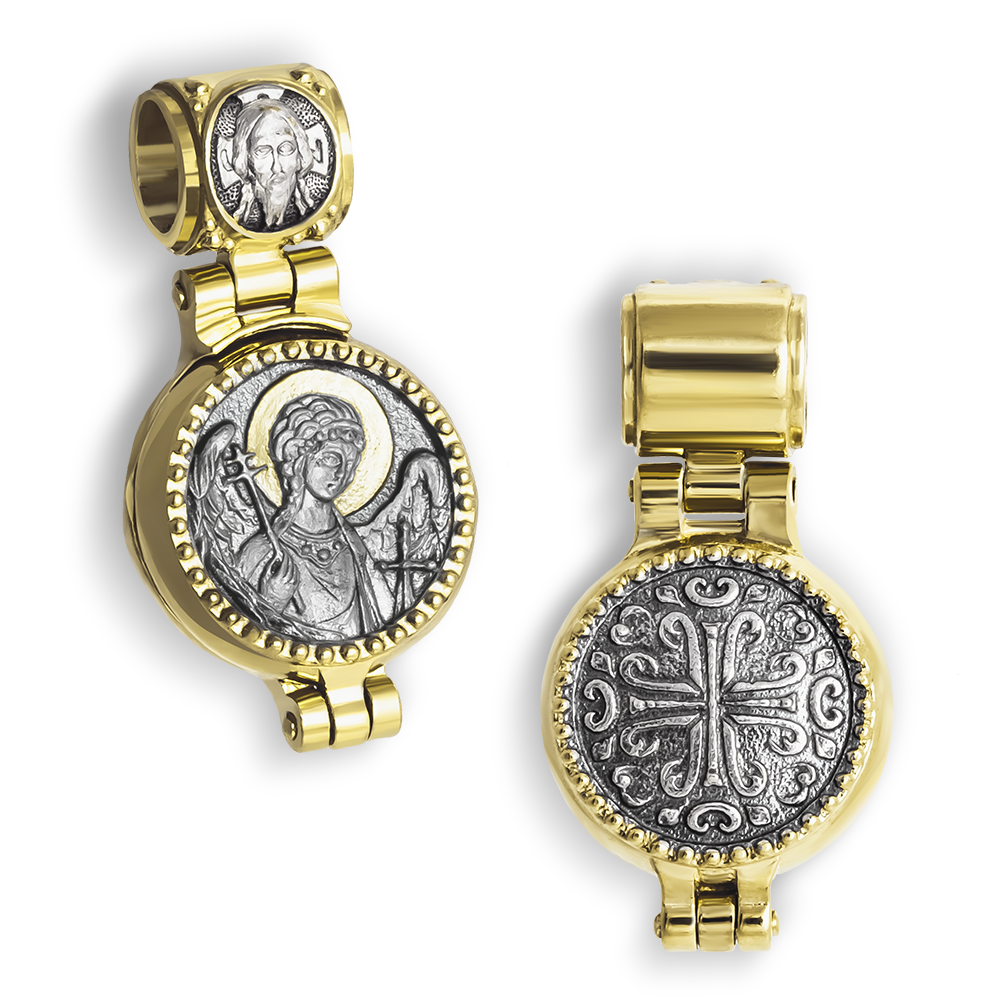 Складень с ангелом хранителем серебро/золочение