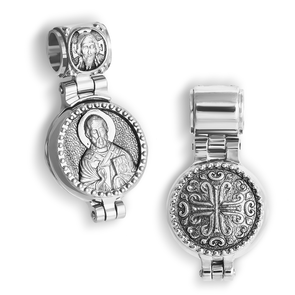 Складень со св Николаем Чудотворцем серебро