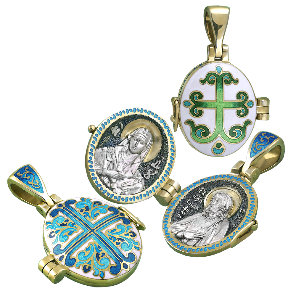 Складень «Умиление. Серафим Саровский» серебро с позолотой