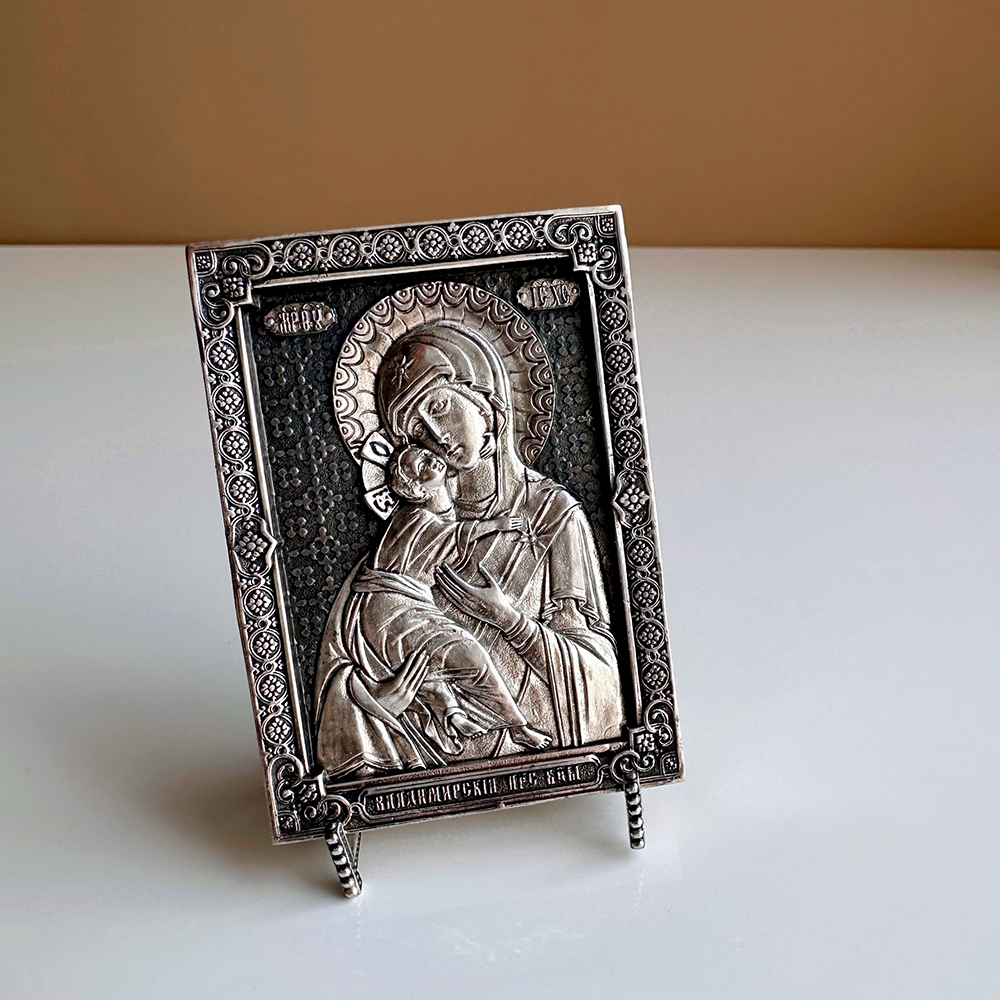 Настольная икона «Владимирская» бронза/серебрение